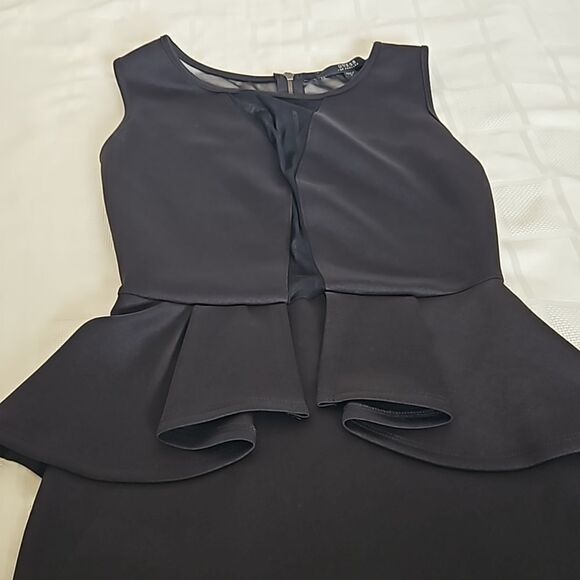 Guess Cocktail Sheer Front & Back Peplum Mini Dress Black Small - Picture 14 of 16